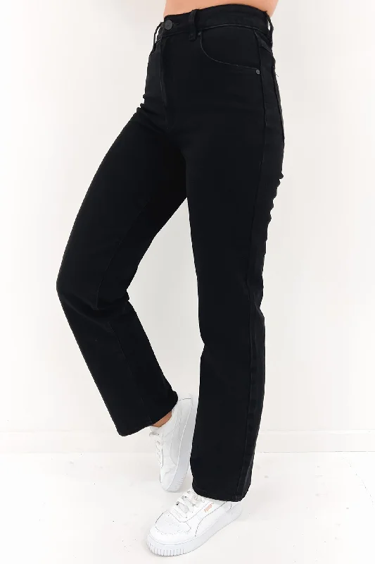 A 94 High Straight Jean Black Light Trendy Bootcut High-Waisted Jeans