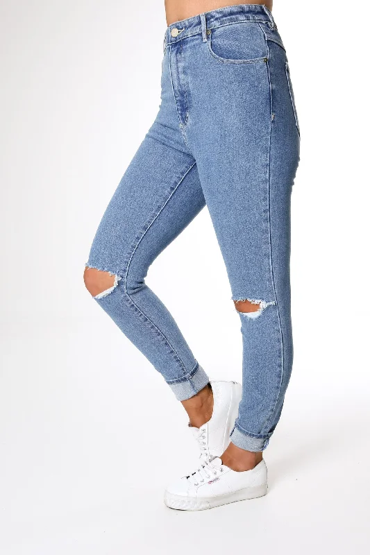 A High Skinny Ankle Basher Jean Heather Rip Fashionable Mom Jeans