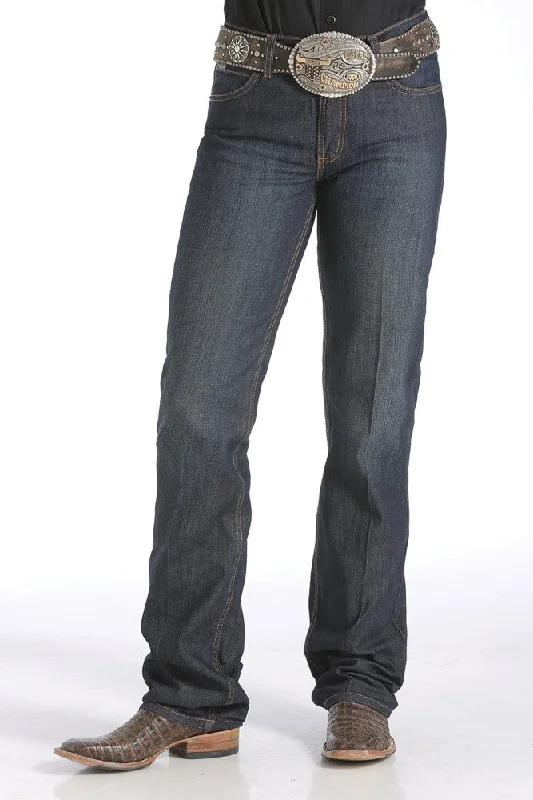 Cinch Women's Ada Relaxed Fit Jean Medium- Stonewash Comfortable Distressed Straight-Leg Jeans