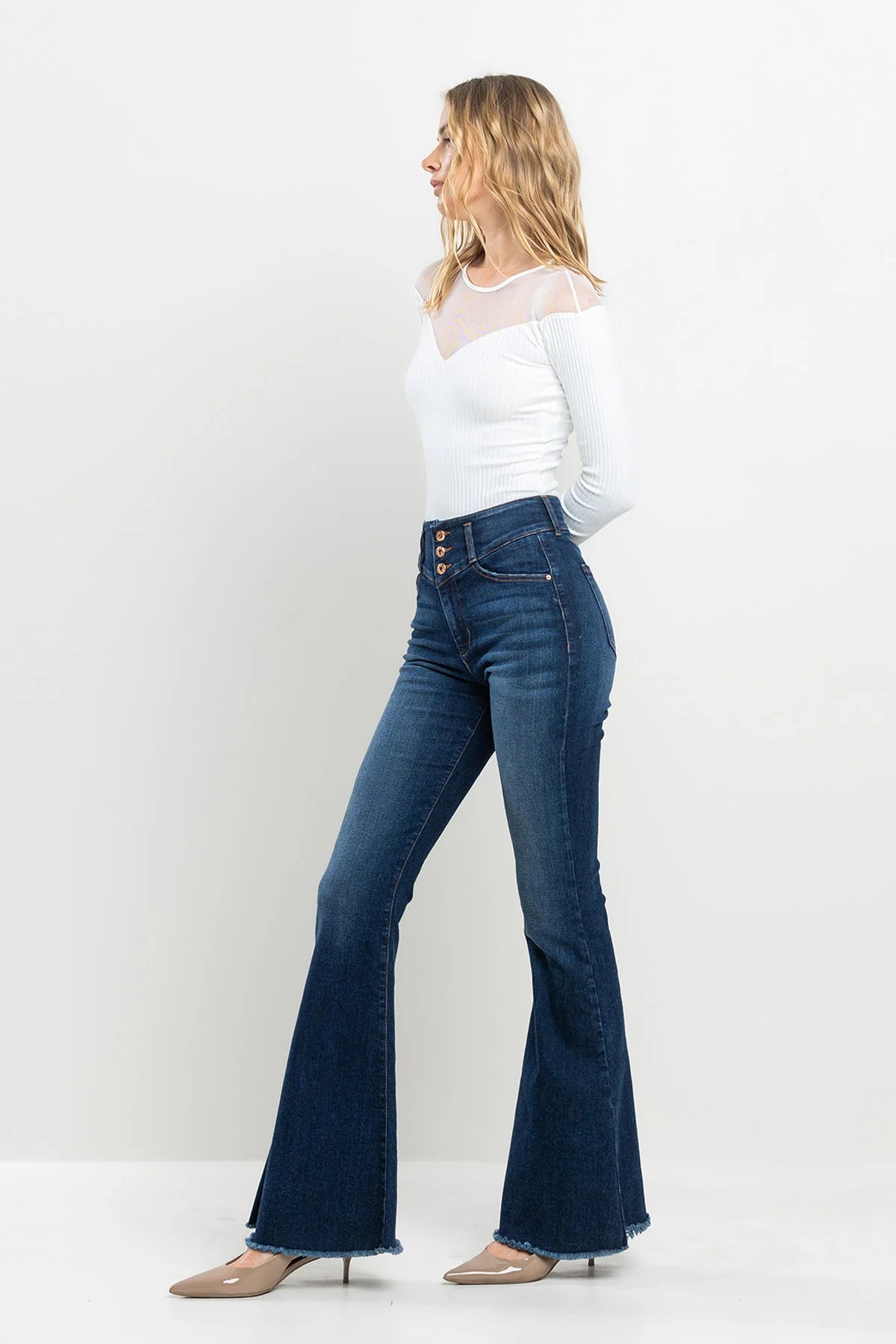 "Debbie" Flare Jean Comfortable Drawstring Waist Jeans