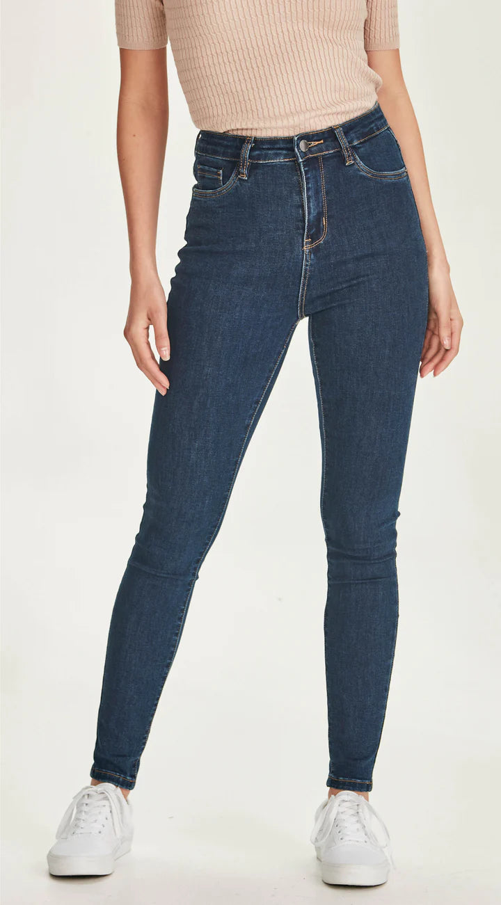 JUNKFOOD JEAN -  BOWIE ANKLE GRAZER INDIGO Stylish High-Waist Jeans