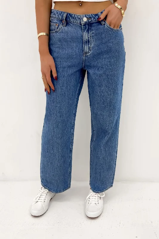 Mid Baggy Jean Bold Blue Comfortable Dark Wash Jeans