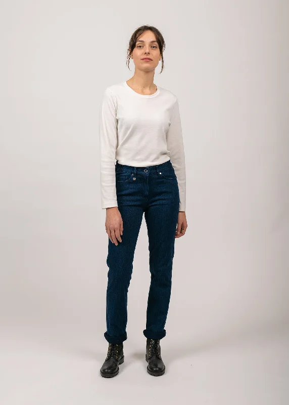 Jean droit Patricia - taille élastiquée en coton stretch (DENIM) Chic Rip-Detail High-Waist Jeans