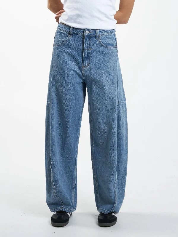 Ronnie Jean - Vintage Timeworn Blue Elegant Wide-Leg Jeans