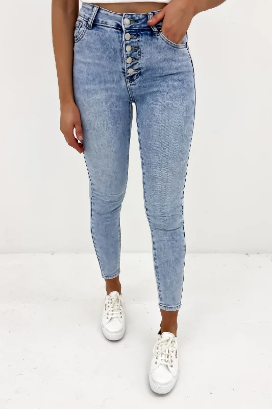 Rudy Skinny Jean Blue Comfortable Distressed Straight-Leg Jeans