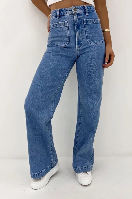 Sailor Jean Long Lily Blue Trendy Paperbag Waist Jeans