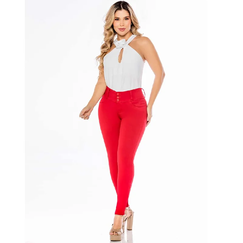 Skinny Red Jean for women - J8838R Casual High-Waisted Bootcut Jeans