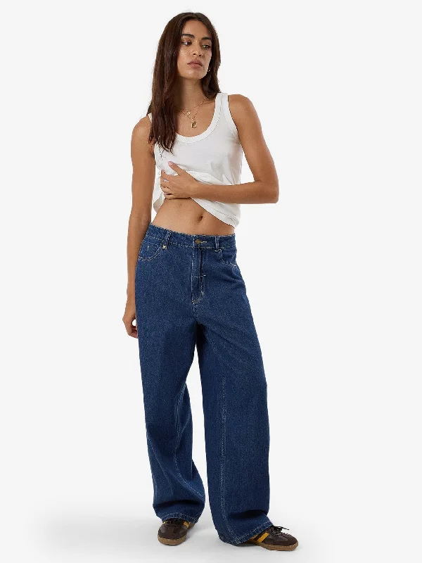 Tony Jean - Union Blue Trendy Wide-Leg High-Waist Denim