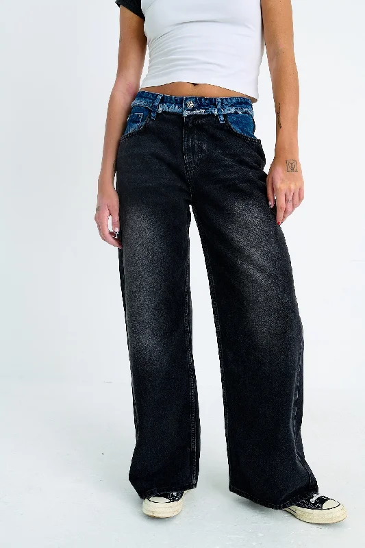 Vestige Contrast Release Jean Casual Wide-Legged Denim Jeans