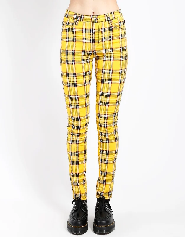 HIGH WAIST T-BACK JEAN YELLOW PLAID Casual High-Waisted Bootcut Jeans