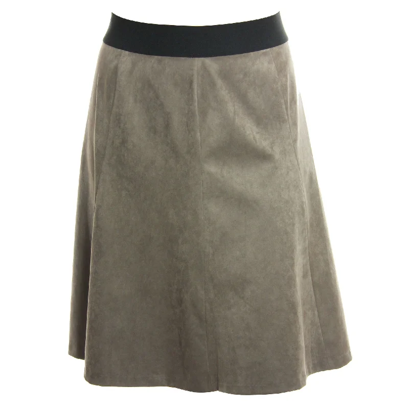 Alfani Taupe Faux Suede Pull On Elastic Waist A-Line Skirt linen skirt light